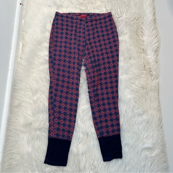 Josie Natori Pajama Pants Blue Pink Geometric - Picture 2 of 9